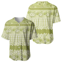 Hawaiian Hibiscus Honu Baseball Jersey Sage Green Mele Kalikimaka Palaka Spirit LT9 - Polynesian Pride