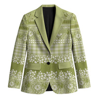 Hawaiian Hibiscus Honu Blazer Sage Green Mele Kalikimaka Palaka Spirit - Polynesian Pride
