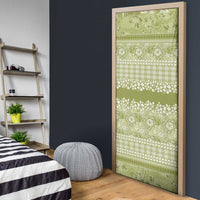 Hawaiian Hibiscus Honu Door Cover Sage Green Mele Kalikimaka Palaka Spirit - Polynesian Pride