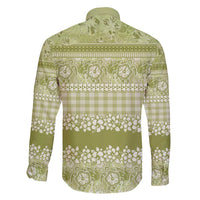 Hawaiian Hibiscus Honu Family Matching Long Sleeve Bodycon Dress and Hawaiian Shirt Sage Green Mele Kalikimaka Palaka Spirit LT9 - Polynesian Pride