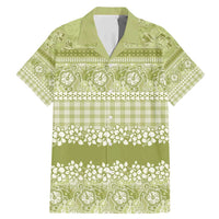Hawaiian Hibiscus Honu Family Matching Mermaid Dress and Hawaiian Shirt Sage Green Mele Kalikimaka Palaka Spirit LT9 Dad's Shirt - Short Sleeve Sage Green - Polynesian Pride