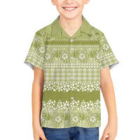 Hawaiian Hibiscus Honu Family Matching Mermaid Dress and Hawaiian Shirt Sage Green Mele Kalikimaka Palaka Spirit LT9 - Polynesian Pride