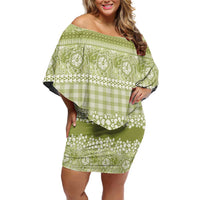 Hawaiian Hibiscus Honu Family Matching Off Shoulder Short Dress and Hawaiian Shirt Sage Green Mele Kalikimaka Palaka Spirit - Polynesian Pride