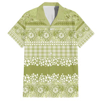 Hawaiian Hibiscus Honu Family Matching Summer Maxi Dress and Hawaiian Shirt Sage Green Mele Kalikimaka Palaka Spirit LT9 Dad's Shirt - Short Sleeve Sage Green - Polynesian Pride