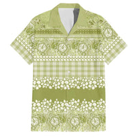 Hawaiian Hibiscus Honu Family Matching Tank Maxi Dress and Hawaiian Shirt Sage Green Mele Kalikimaka Palaka Spirit LT9 Dad's Shirt - Short Sleeve Sage Green - Polynesian Pride