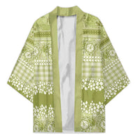 Hawaiian Hibiscus Honu Kimono Sage Green Mele Kalikimaka Palaka Spirit - Polynesian Pride
