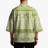 Hawaiian Hibiscus Honu Kimono Sage Green Mele Kalikimaka Palaka Spirit - Polynesian Pride