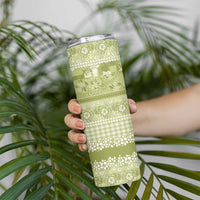 Hawaiian Hibiscus Honu Skinny Tumbler Sage Green Mele Kalikimaka Palaka Spirit - Polynesian Pride