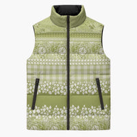 Hawaiian Hibiscus Honu Sleeveless Puffer Jacket Sage Green Mele Kalikimaka Palaka Spirit - Polynesian Pride