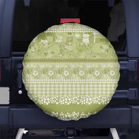 Hawaiian Hibiscus Honu Spare Tire Cover Sage Green Mele Kalikimaka Palaka Spirit - Polynesian Pride
