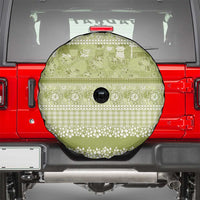Hawaiian Hibiscus Honu Spare Tire Cover Sage Green Mele Kalikimaka Palaka Spirit - Polynesian Pride