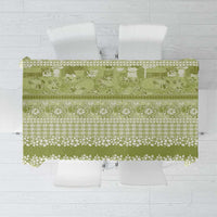 Hawaiian Hibiscus Honu Tablecloth Sage Green Mele Kalikimaka Palaka Spirit - Polynesian Pride