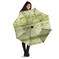 Hawaiian Hibiscus Honu Umbrella Sage Green Mele Kalikimaka Palaka Spirit - Polynesian Pride