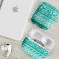 Hawaiian Hibiscus Honu AirPods Case Turquoise Mele Kalikimaka Palaka Spirit LT9 - Polynesian Pride