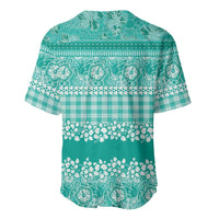 Hawaiian Hibiscus Honu Baseball Jersey Turquoise Mele Kalikimaka Palaka Spirit LT9 - Polynesian Pride