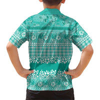 Hawaiian Hibiscus Honu Family Matching Long Sleeve Bodycon Dress and Hawaiian Shirt Turquoise Mele Kalikimaka Palaka Spirit LT9 - Polynesian Pride
