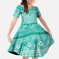 Hawaiian Hibiscus Honu Family Matching Summer Maxi Dress and Hawaiian Shirt Turquoise Mele Kalikimaka Palaka Spirit - Polynesian Pride