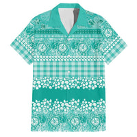 Hawaiian Hibiscus Honu Family Matching Summer Maxi Dress and Hawaiian Shirt Turquoise Mele Kalikimaka Palaka Spirit - Polynesian Pride