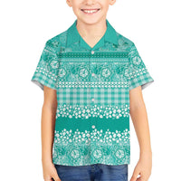 Hawaiian Hibiscus Honu Family Matching Summer Maxi Dress and Hawaiian Shirt Turquoise Mele Kalikimaka Palaka Spirit - Polynesian Pride