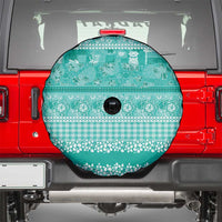 Hawaiian Hibiscus Honu Spare Tire Cover Turquoise Mele Kalikimaka Palaka Spirit - Polynesian Pride