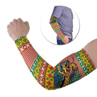 Hawaiian Pineapples Skull Arm Sleeves Mele Kalikimaka Palaka Quilt Pattern - Polynesian Pride