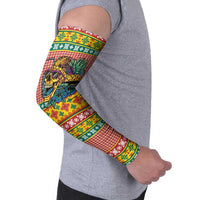 Hawaiian Pineapples Skull Arm Sleeves Mele Kalikimaka Palaka Quilt Pattern - Polynesian Pride