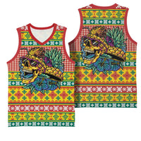 Hawaiian Pineapples Skull Basketball Jersey Mele Kalikimaka Palaka Quilt Pattern - Polynesian Pride