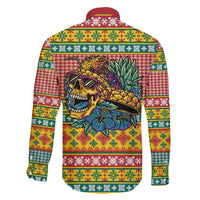 Hawaiian Pineapples Skull Family Matching Mermaid Dress and Hawaiian Shirt Mele Kalikimaka Palaka Quilt Pattern - Polynesian Pride