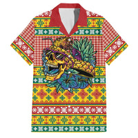 Hawaiian Pineapples Skull Family Matching Short Sleeve Bodycon Dress and Hawaiian Shirt Mele Kalikimaka Palaka Quilt Pattern LT9 Dad's Shirt - Short Sleeve Yellow - Polynesian Pride