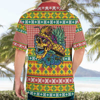 Hawaiian Pineapples Skull Hawaiian Shirt Mele Kalikimaka Palaka Quilt Pattern - Polynesian Pride
