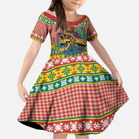Hawaiian Pineapples Skull Kid Short Sleeve Dress Mele Kalikimaka Palaka Quilt Pattern LT9 KID Yellow - Polynesian Pride
