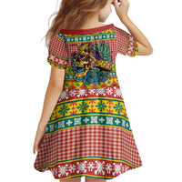 Hawaiian Pineapples Skull Kid Short Sleeve Dress Mele Kalikimaka Palaka Quilt Pattern LT9 - Polynesian Pride