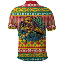 Hawaiian Pineapples Skull Polo Shirt Mele Kalikimaka Palaka Quilt Pattern LT9 - Polynesian Pride