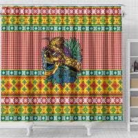 Hawaiian Pineapples Skull Shower Curtain Mele Kalikimaka Palaka Quilt Pattern - Polynesian Pride