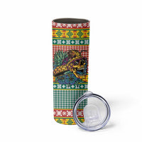 Hawaiian Pineapples Skull Skinny Tumbler Mele Kalikimaka Palaka Quilt Pattern - Polynesian Pride