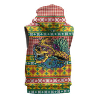 Hawaiian Pineapples Skull Sleeveless Hoodie Mele Kalikimaka Palaka Quilt Pattern - Polynesian Pride