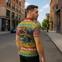 Hawaiian Pineapples Skull Zipper Polo Shirt Mele Kalikimaka Palaka Quilt Pattern - Polynesian Pride