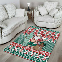 Hawaiian Funny Santa Surf Area Rug Mele Kalikimaka Palaka Quilt Pattern - Polynesian Pride