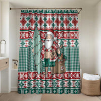 Hawaiian Funny Santa Surf Bathroom Set Mele Kalikimaka Palaka Quilt Pattern - Polynesian Pride