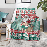 Hawaiian Funny Santa Surf Blanket Mele Kalikimaka Palaka Quilt Pattern - Polynesian Pride