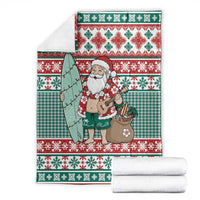 Hawaiian Funny Santa Surf Blanket Mele Kalikimaka Palaka Quilt Pattern - Polynesian Pride