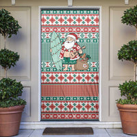 Hawaiian Funny Santa Surf Door Cover Mele Kalikimaka Palaka Quilt Pattern - Polynesian Pride