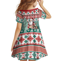 Hawaiian Funny Santa Surf Family Matching Off The Shoulder Long Sleeve Dress and Hawaiian Shirt Mele Kalikimaka Palaka Quilt Pattern - Polynesian Pride