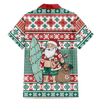 Hawaiian Funny Santa Surf Family Matching Off The Shoulder Long Sleeve Dress and Hawaiian Shirt Mele Kalikimaka Palaka Quilt Pattern - Polynesian Pride