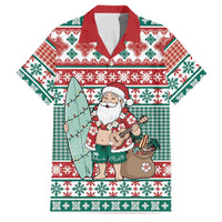 Hawaiian Funny Santa Surf Family Matching Tank Maxi Dress and Hawaiian Shirt Mele Kalikimaka Palaka Quilt Pattern - Polynesian Pride