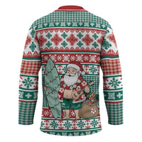 Hawaiian Funny Santa Surf Hockey Jersey Mele Kalikimaka Palaka Quilt Pattern LT9 - Polynesian Pride