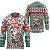 Hawaiian Funny Santa Surf Hockey Jersey Mele Kalikimaka Palaka Quilt Pattern LT9 - Polynesian Pride
