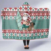 Hawaiian Funny Santa Surf Hooded Blanket Mele Kalikimaka Palaka Quilt Pattern - Polynesian Pride
