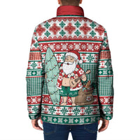 Hawaiian Funny Santa Surf Padded Jacket Mele Kalikimaka Palaka Quilt Pattern - Polynesian Pride
