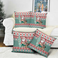 Hawaiian Funny Santa Surf Pillow Cover Mele Kalikimaka Palaka Quilt Pattern - Polynesian Pride
